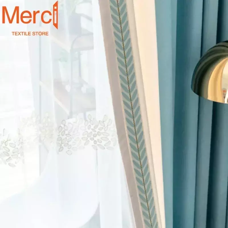 Moderne tende blu per soggiorno sala da pranzo camera da letto ciniglia pizzo cuciture ispessimento alta ombreggiatura finestra drappo dimensioni personalizzate