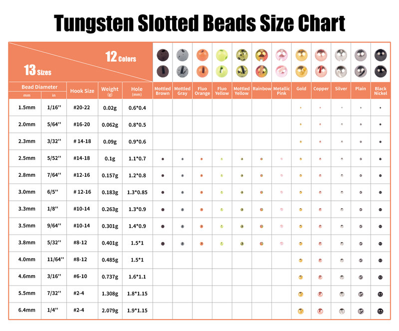 MUUNN 50 buah Tungsten berlubang Beads 3.8mm-6.4mm Fly mengikat bahan Trout lalat memancing manik Tungsten 3.8-6.4mm Jig Hook