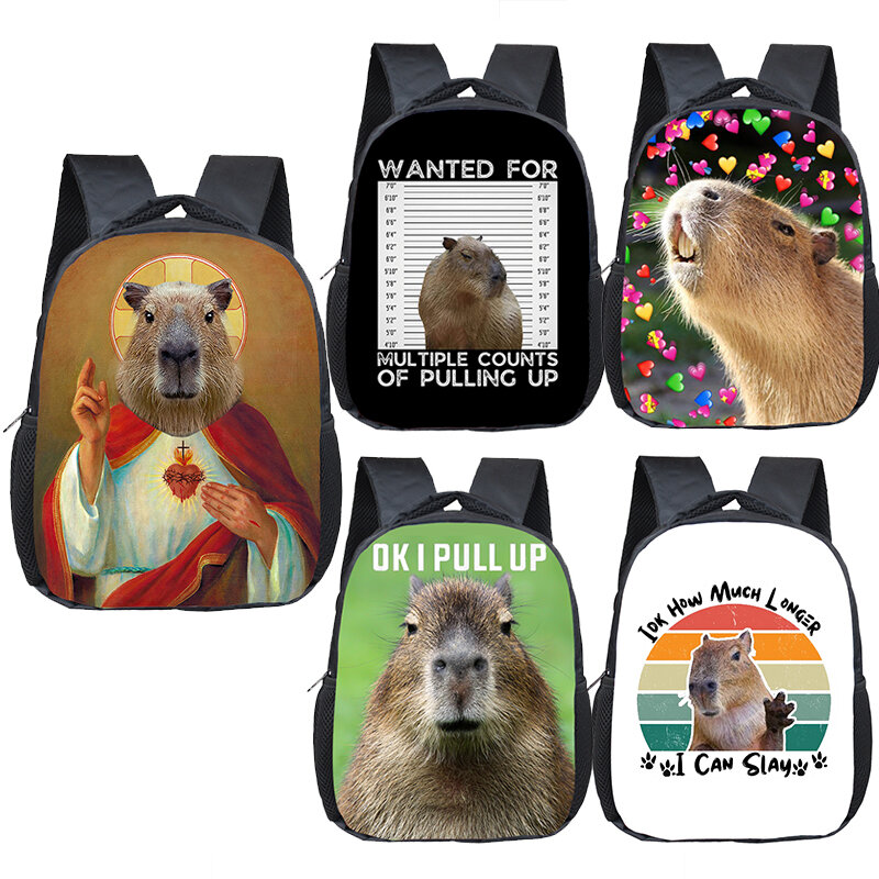 Animal Capybara Printing Backpacks Funny Pull Up Kids Kindergarten Bags Children School Bag Baby Toddler Backpacks Bookbags