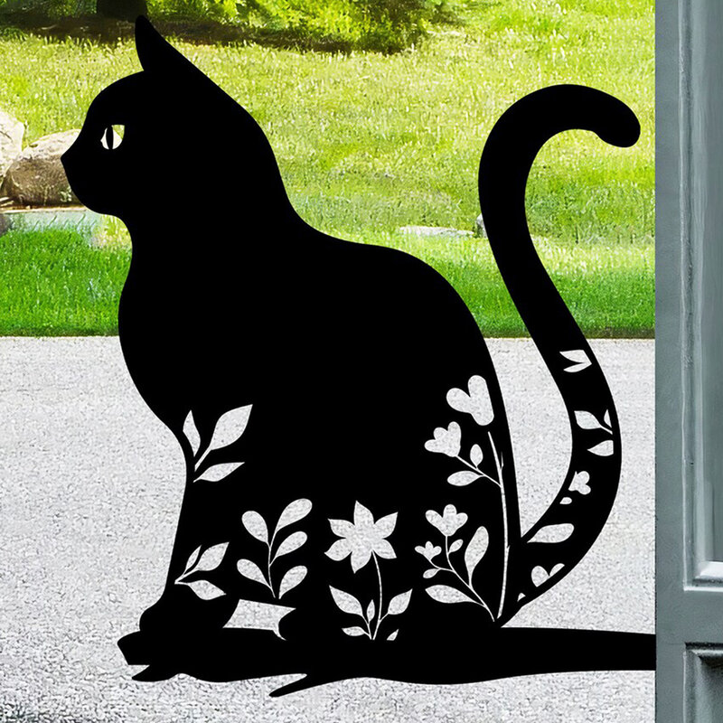 Металлические Черные кошачьи садовые стойки, украшения, милые кошачьи садовые декоративные уличные статуи для кошек, влюбленных, двора, сада