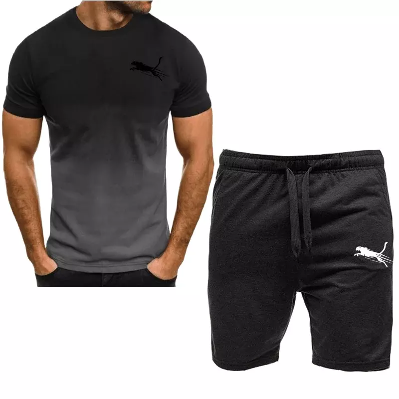 T-shirt à manches courtes et objectifs pour hommes, vêtements de sport à la mode, vêtements de fitness d'été, séchage rapide, 2 pièces, nouveau, 2024