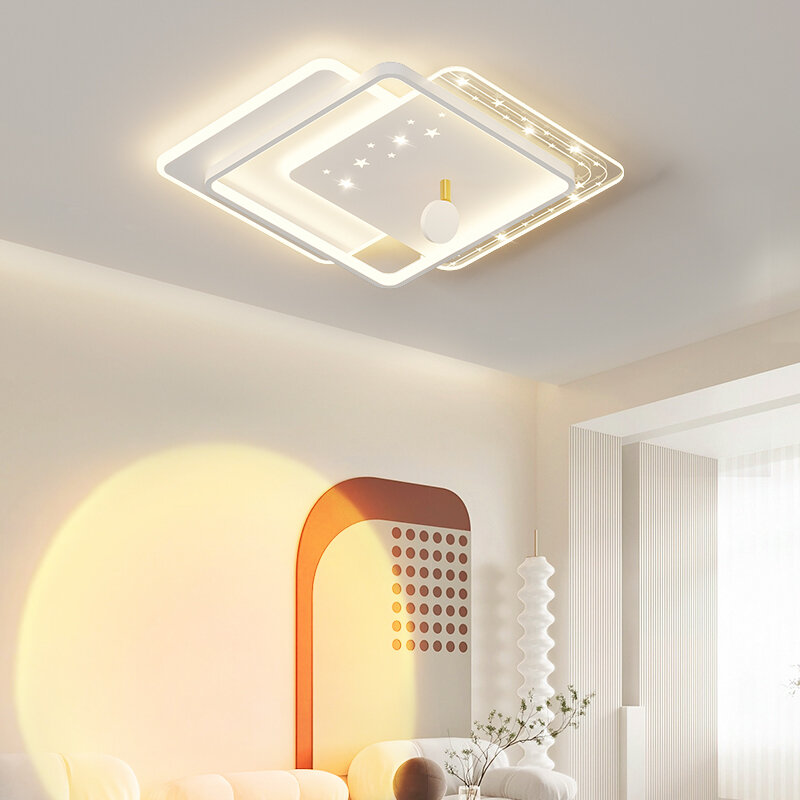 Candelabro de techo LED para dormitorio, lámpara de techo Simple, cuadrada, redonda, decoración del hogar, AC90-260V de iluminación, nuevo diseño