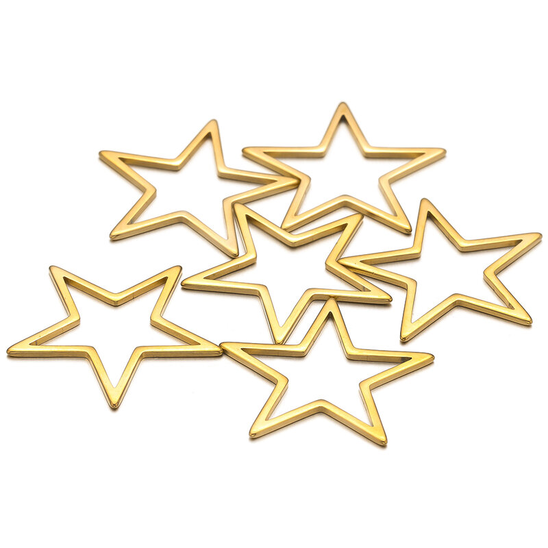 50 buah liontin liontin bintang warna emas baja tahan karat jimat pembuatan perhiasan DIY anting gelang Temuan kalung