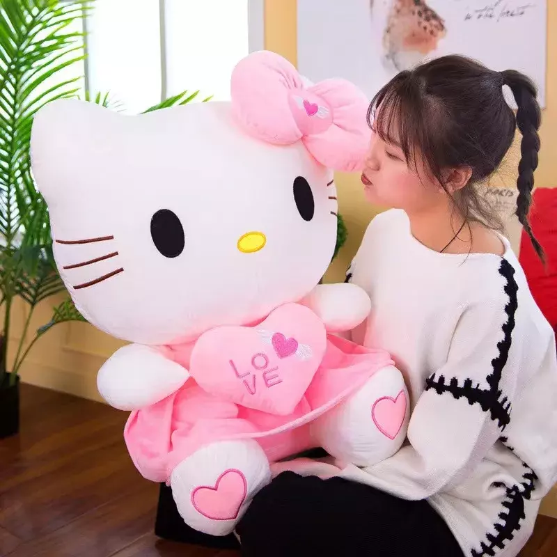 55cm Giant Sanrio Hello Kitty Cat Plush Toys Cartoon KT Cat Plushie Soft Stuffed Anime Cat Pillow Birthday Gifts For Kid Girls