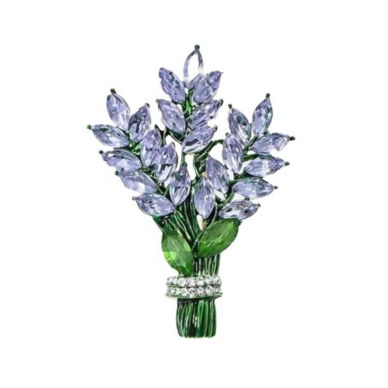 Женская Брошь Лавандовый цветок на лацкане, изысканные заколки, фиксированные Аксессуары, романтичный модный букет с кристаллами, подарочные украшения