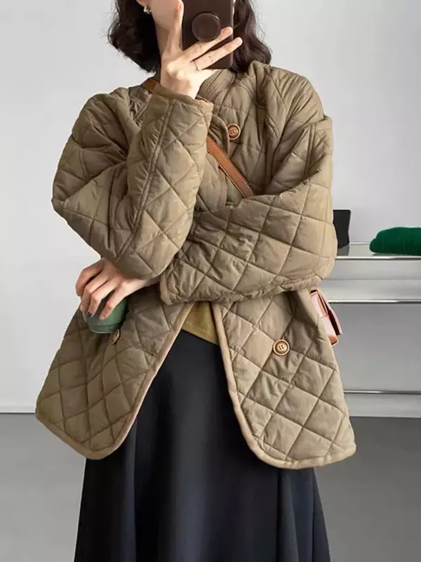1 осенне-зимняя женская пуховая куртка из хлопка, женские парки, теплое пальто с тонкой подкладкой из искусственной кожи, Женская Повседневная Верхняя одежда, женские топы