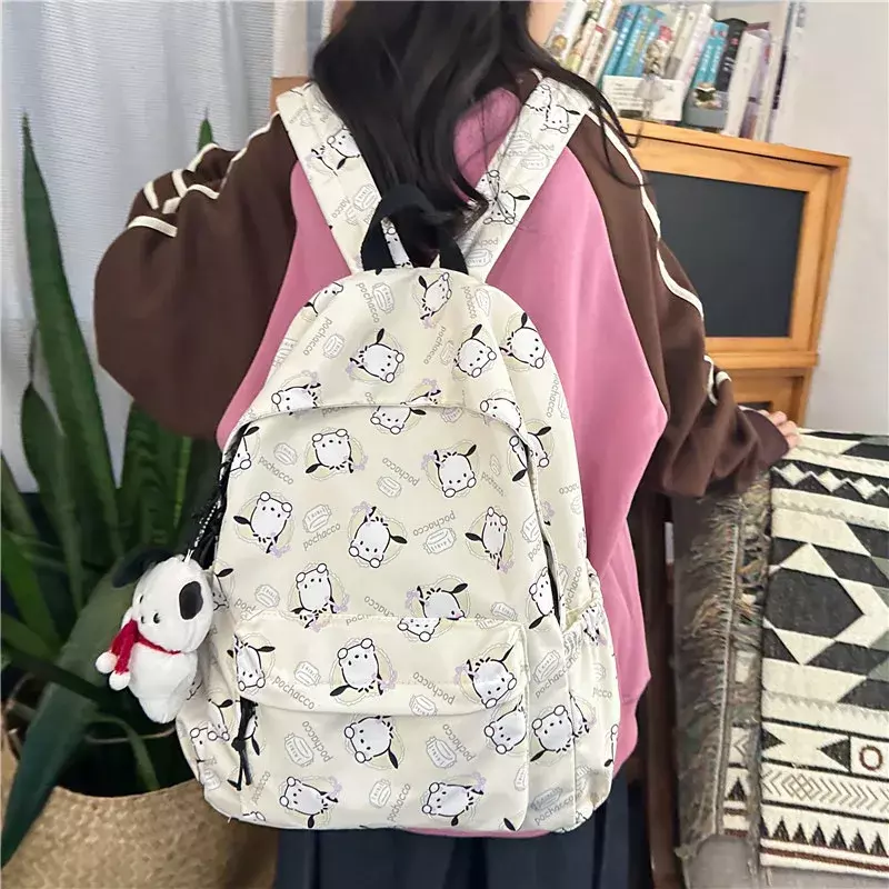 Sanrio-mochila escolar ligera de gran capacidad para estudiantes, mochila informal con dibujos animados, perro de Pacha, novedad