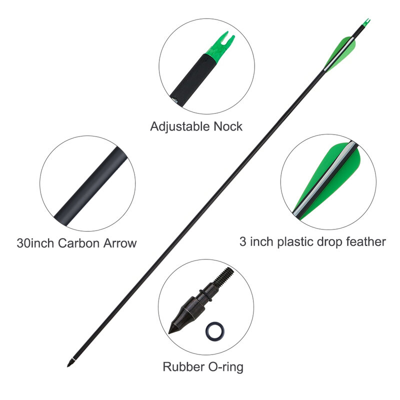 Carbon Archery Arrows para tiro ao ar livre, Sports Arrows, 31.5 polegadas, MIXO
