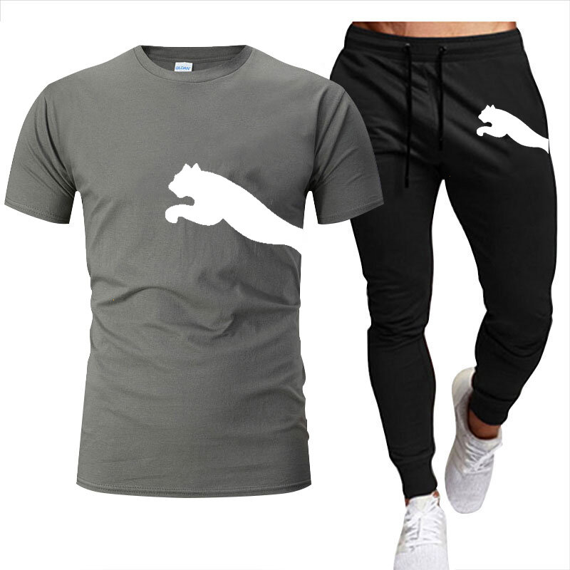 Marca masculina Casual Camisas e Shorts de Algodão Fatos de treino, Conjuntos Masculinos, Moda Verão, Sportswear, Streetwear, Shorts e Tees
