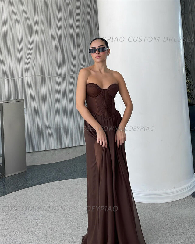 Izraelskie szyfonowe suknie balowe na specjalne okazje bez rękawów seksowne kochanie klub długie suknie na formalne okazje eleganckie Vestidos