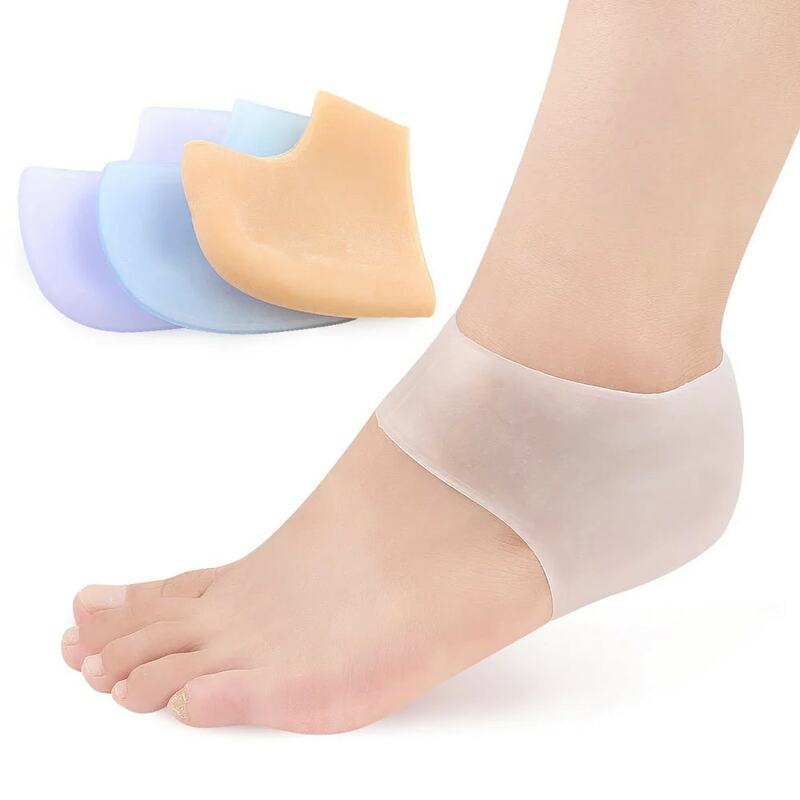 Silicone Heel Cover Protetores, Cuidados com a pele do pé rachado, Calcanhar meias finas, Gel hidratante, No Hole, 2Pcs