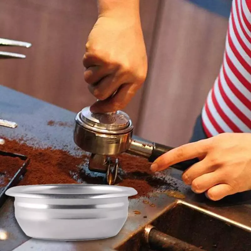 فلتر قهوة شبه أوتوماتيكي من الفولاذ المقاوم للصدأ ، وعاء تخمير البودرة ، فلتر إسبرسو بلا قاع ، 2 كوب