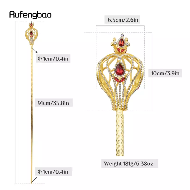 Golden Red Alloy Fairy Wands for Girls Princess Wands for Kids Angel Wand for Party Cosplay Costume Wedding Birthday Party 91cm