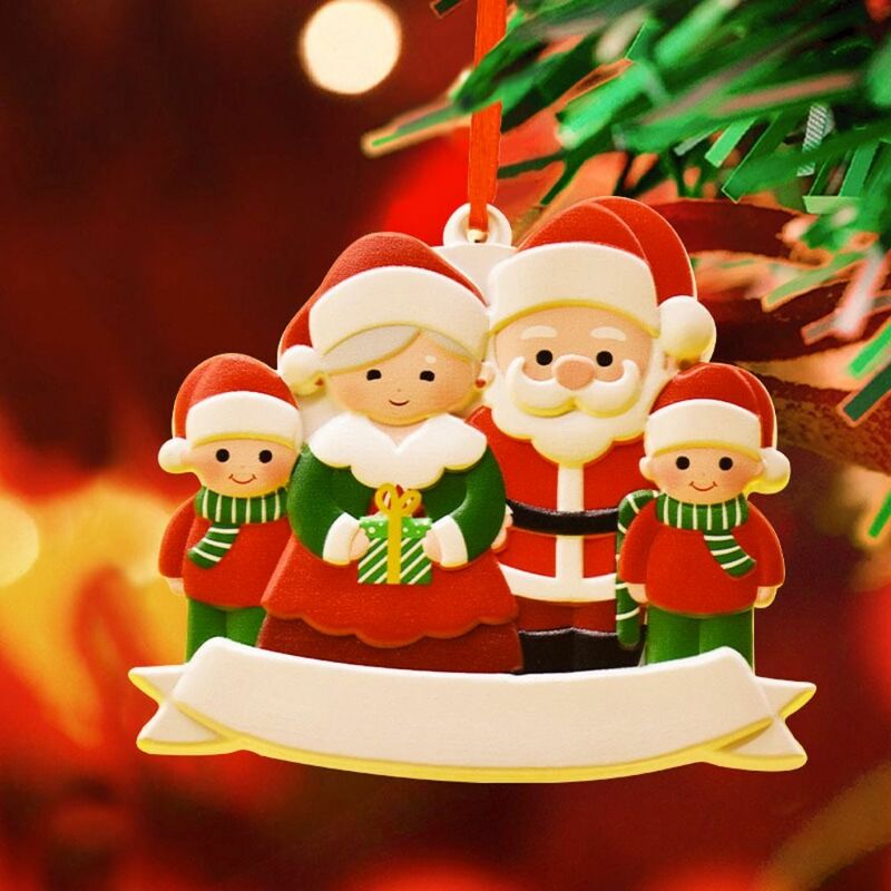 Lindo muñeco de nieve familiar colgante, decoraciones de Navidad de dibujos animados acrílicos, adornos navideños de Santa Claus, regalo de fiesta