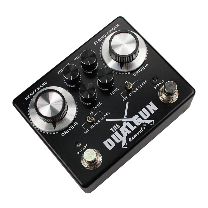 Demonfx dualgun alta qualidade efeito guitarra pedal overdrive distorção com verdadeiro desvio