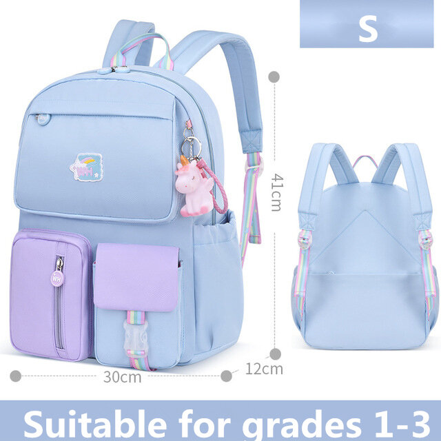 Tas punggung anak perempuan, tas sekolah tali pelangi, tas ransel tahan air untuk remaja, tas sekolah anak-anak mochilas