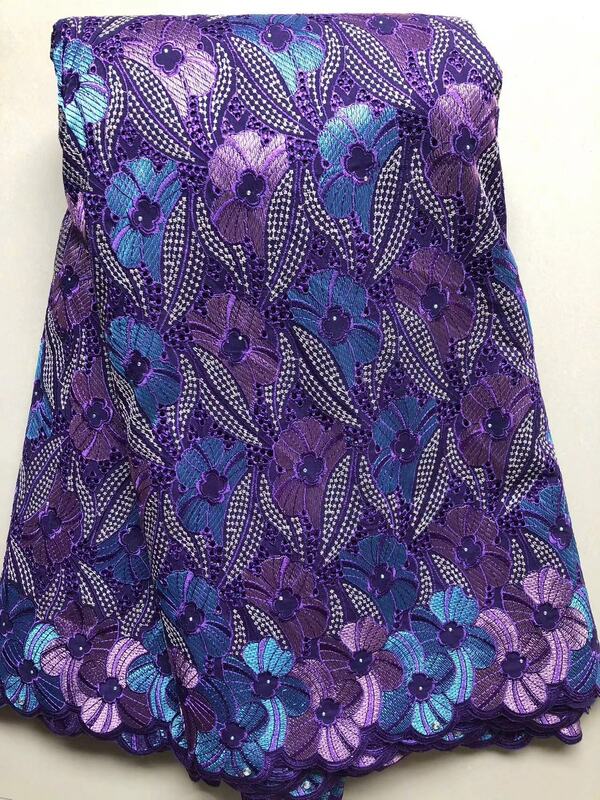 African Dry Cotton Lace Fabric 2023 High Quality Stones Embroidery Nigerian Lace Fabrics Swiss Voile Lace Switzerland Sew QF2007