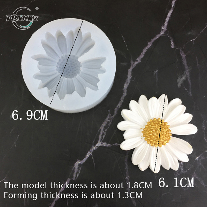 Cetakan silikon bunga aster Mini dengan lubang cetakan lilin Sabun buatan tangan aromaterapi mobil cetakan Icing permen dekorasi DIY