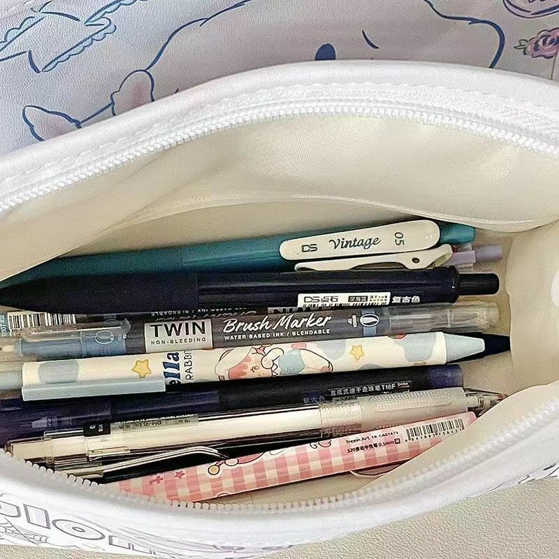 Sanrio Cinnamoroll Kuromi tas pena tahan air kapasitas besar tas alat tulis kartun lucu tas penyimpanan kosmetik