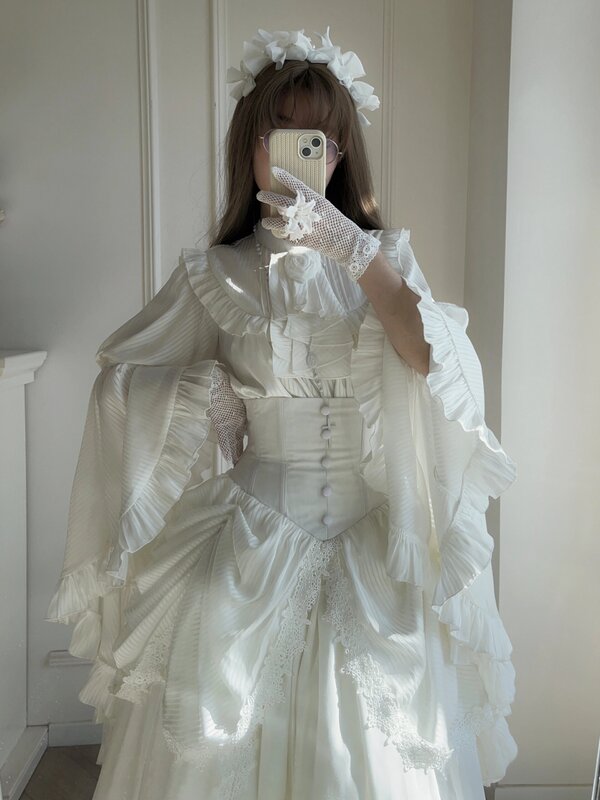 Прозрачная белая рубашка юбка-годе Ji нарукавник