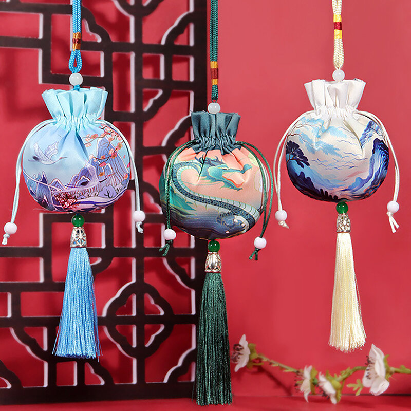 1 шт. Саше в китайском стиле, Высококачественная вышитая антикварная Подарочная сумка на шнурке с кисточкой и цветком, дракон, лодка, праздник, фотоальбом