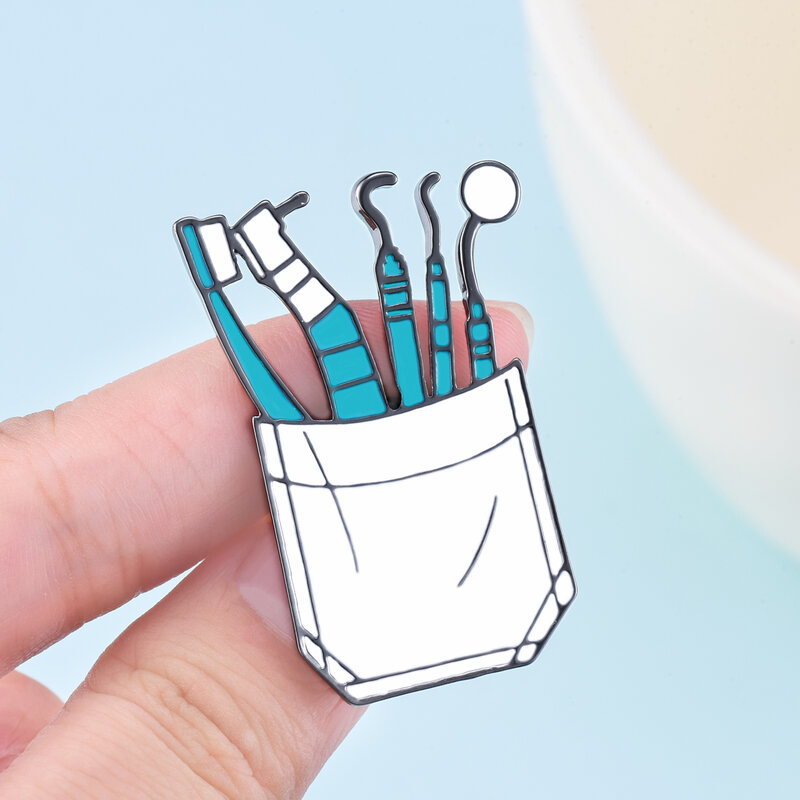 Caluni dentystyczne narzędzia do zębów broszka emaliowana smycz do klapy z plecakiem akcesoria dla dentysty lekarza pielęgniarki