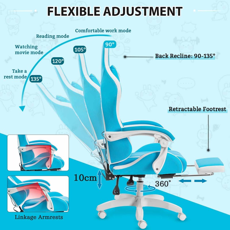Chaise de Gaming ergonomique pivotante, idéale pour le bureau et les jeux sur ordinateur, lumière RGB, 2 points de Massage, haute qualité