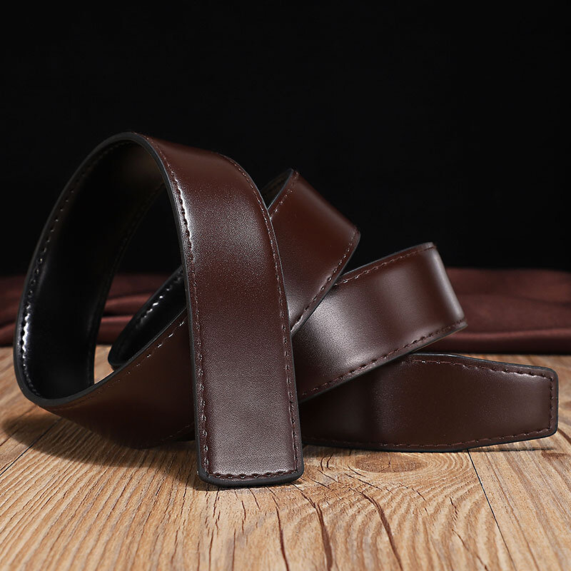 Cinturón de cuero de vaca Reversible de doble cara sin hebilla automática, cinturón ancho de 2,8 cm, 3,0 cm, 3,3 cm, 3,5 cm, 3,8 cm, diseñador de marca
