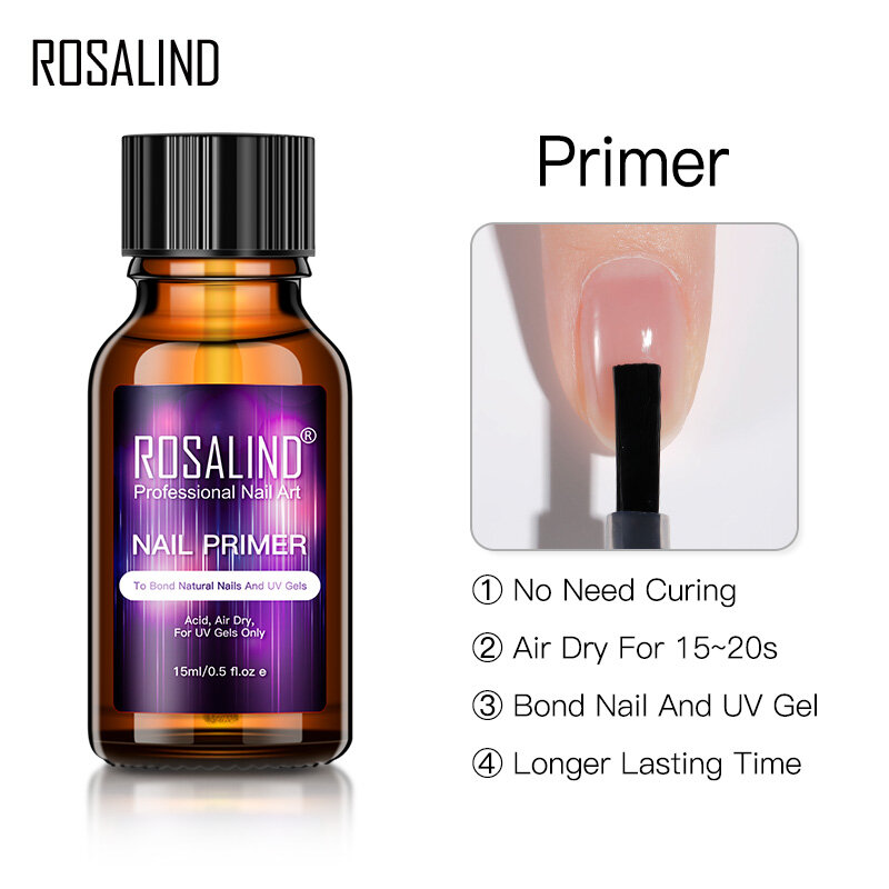 ROSALIND-deshidratador de preparación de uñas, Gel de imprimación de uñas, esmalte de uñas, Base mate, barniz híbrido, 15ml