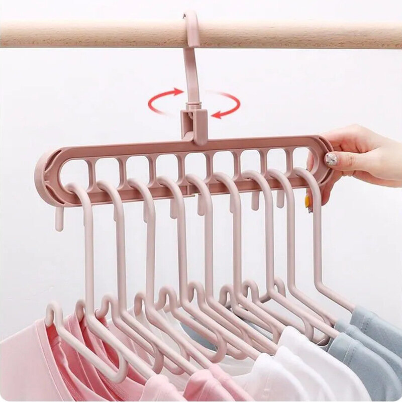 Вешалка для одежды, нескользящая вешалка с 9 отверстиями, вращение на 360 градусов