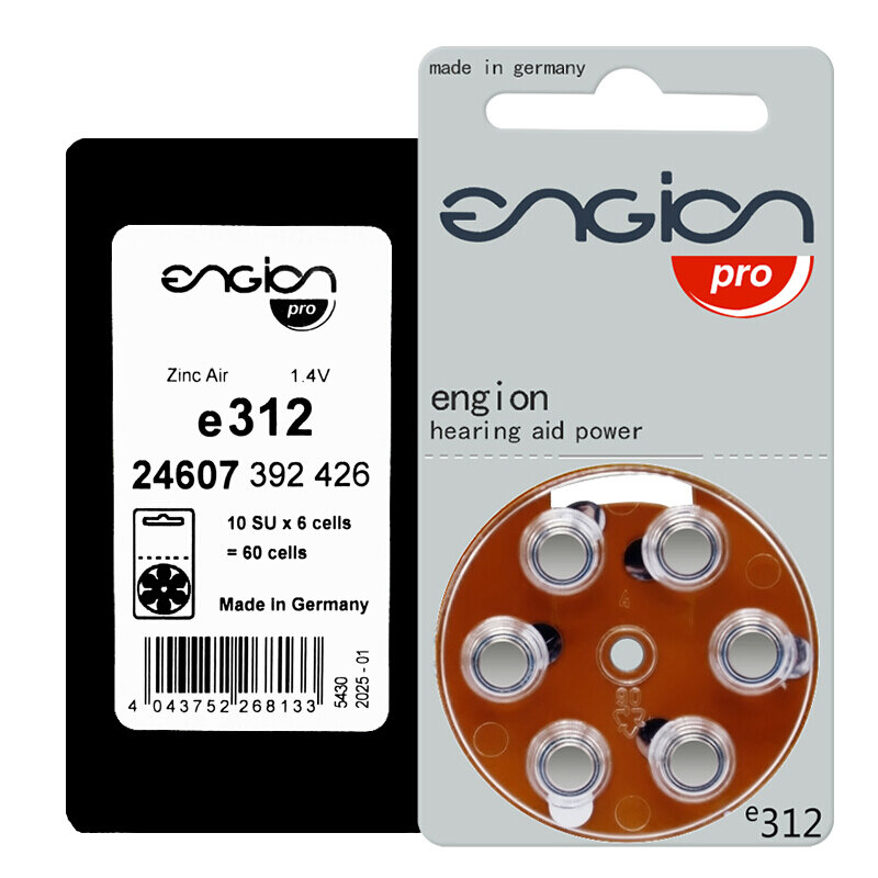 Batería de Zinc de alto rendimiento para audífonos CIC BTE, pilas de 1,45 V, A312, 312A, ZA312, 312, PR41, 60 unidades