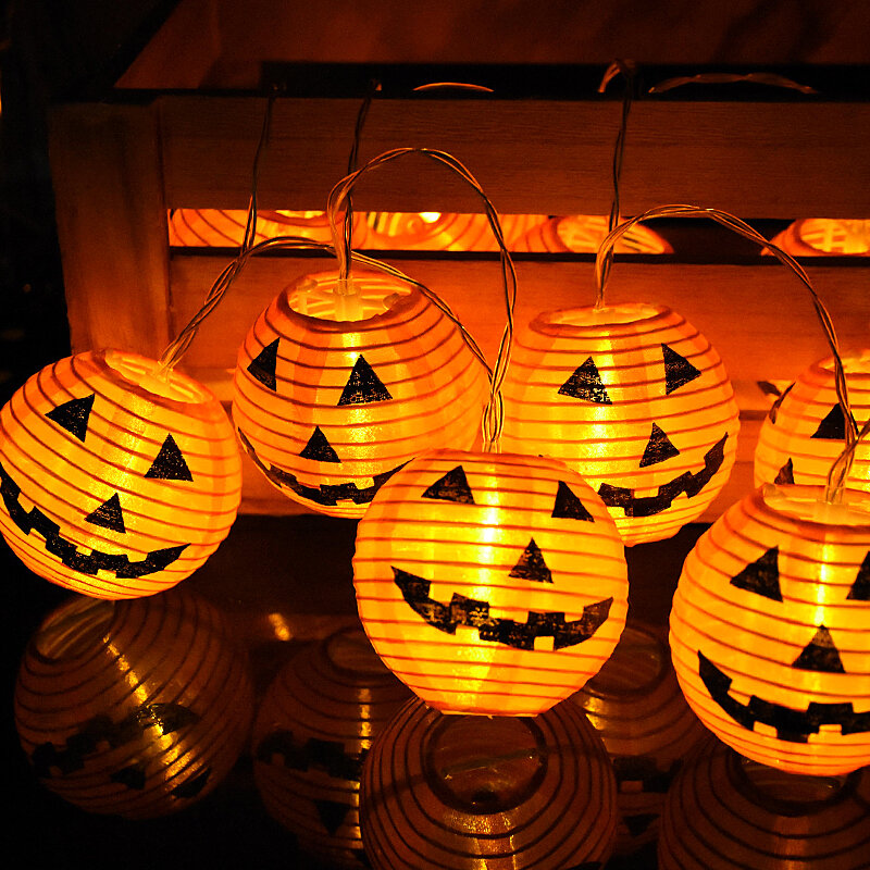 Guirnalda de luces de calabaza de Halloween, lámpara colgante de 1,5 m, 10LED, para fiesta de Halloween, hogar, jardín, decoración al aire libre, novedad de 2023