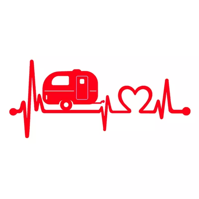 Pegatinas de vinilo impermeables para coche, calcomanías de protección solar para ventana, caravana, amor, latido del corazón, 19cm x 8,3 cm