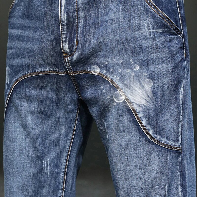 Calças jeans retas largas dos homens, calças casuais, calças de tamanho grande, moda masculina, plus size, 42, 44