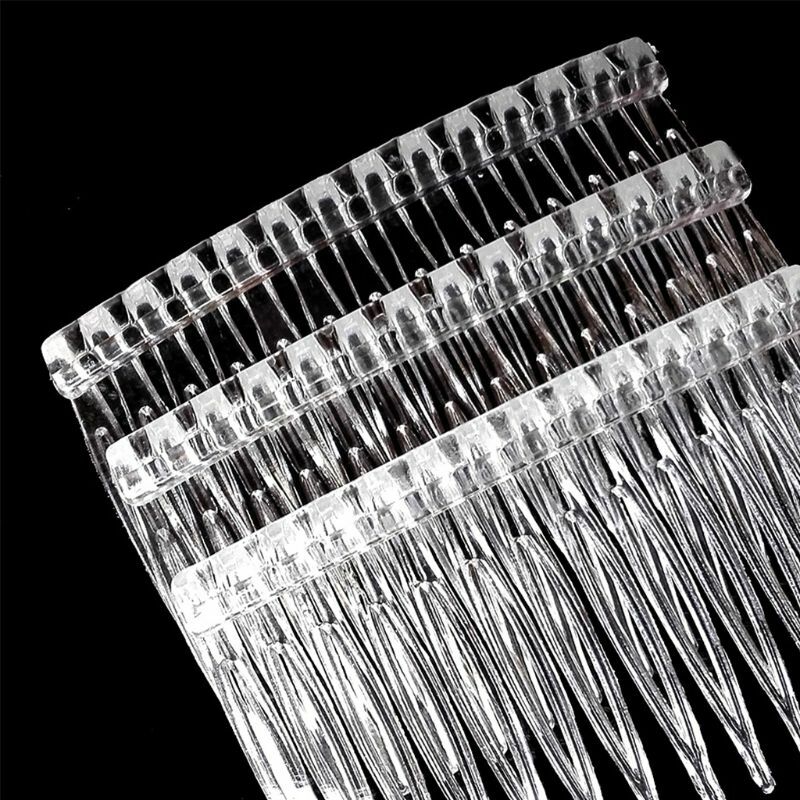 E15E 10 piezas peines para cabello peines laterales plástico 14 dientes rectos peine con pinza velo novia peine para