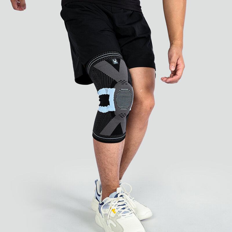 탄성 통기성 있는 무릎 보호대, 스프링 스태빌라이저, 실리콘 패드, 완전 보호 반월상 연골 슬개골, 배구 농구 등반