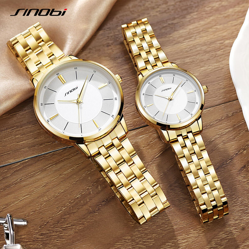 SINOBI-Reloj de pulsera de cuarzo para hombre y mujer, cronógrafo de acero inoxidable con diseño de rombos, regalo para pareja, gran oferta