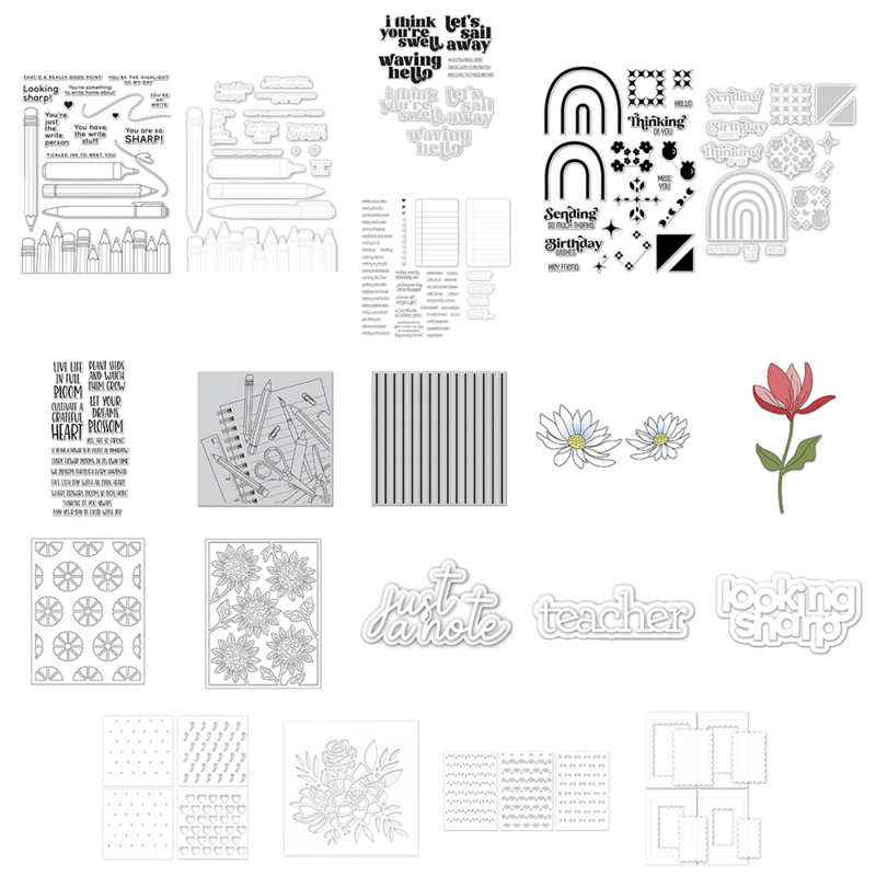2023 New Teacher Stationery Flower Metal Cutting Dies and Stamps Stencils for DIY Scrapbooking Album Decor Paper Card Template