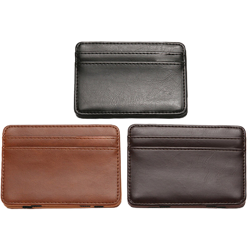 1 Pc Magic Card Holder Men Slim Wallet slot per carte di credito PU Leather Bifold Small Purse Compact Money Purse Cash Bag 2023 nuovo