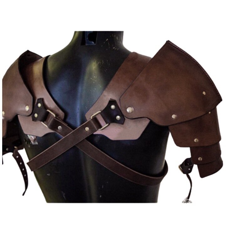 Abad Pertengahan warrior bahu baja perlengkapan pelindung Viking usia PU kulit pelindung bahu bantalan alat peraga cosplay
