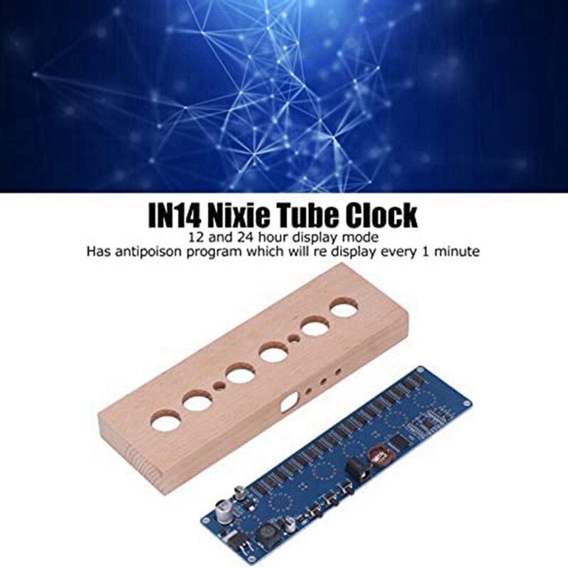 Luminous Tube Clock DIY Kit, High Accuracy IN14 Nixie Tube Clock DIY Parts DC12V DIY Tube Clock Kit For Home Decoration
