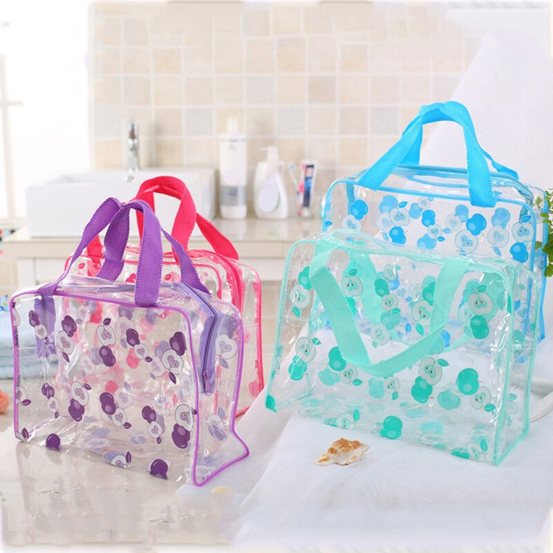 Travel Washing Toiletry Shower Storage Pouches Transparent PVC Makeup Bags Portable Women's Apple Dot Waterproof Cosmetic Bag
