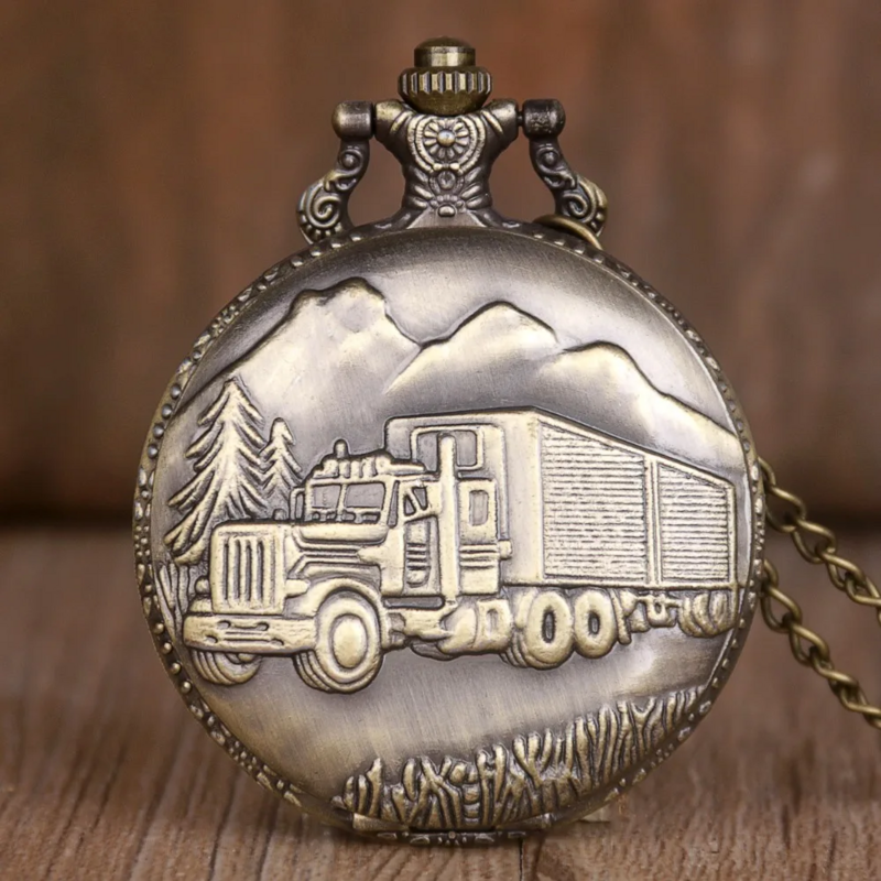 Reloj de bolsillo con cadena para conductor de camión y coche, cronógrafo Retro de bronce para hombre y mujer, CF1231, nuevo