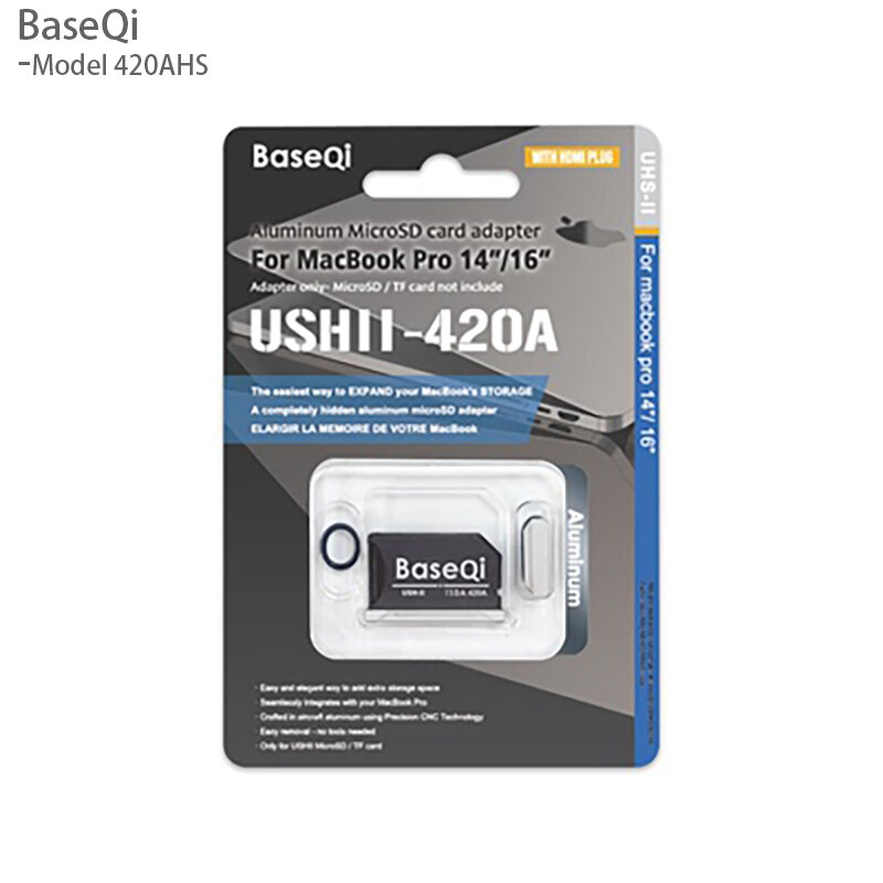 Per Macbook Pro 14 inch16inch M1/M2/M3 2023/22/21 Baseqi adattatore MicroSD scheda di memoria in alluminio MiniDrive aumenta lo stoccaggio 420AHS