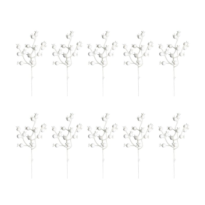 Tiges baies artificielles blanches, 9.44 pouces, 10 pièces/lot, ornement branche baies noël, G5AB