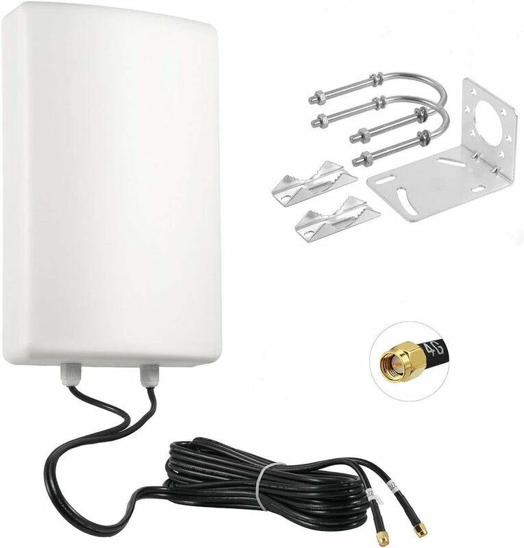 11dBi High Gain 3G 4G/LTE 5G Modems Waterproof Fixed-Mount Panel Dual Polarized MIMO Antenna with Dual 5 Meter Cable SMA Male Co