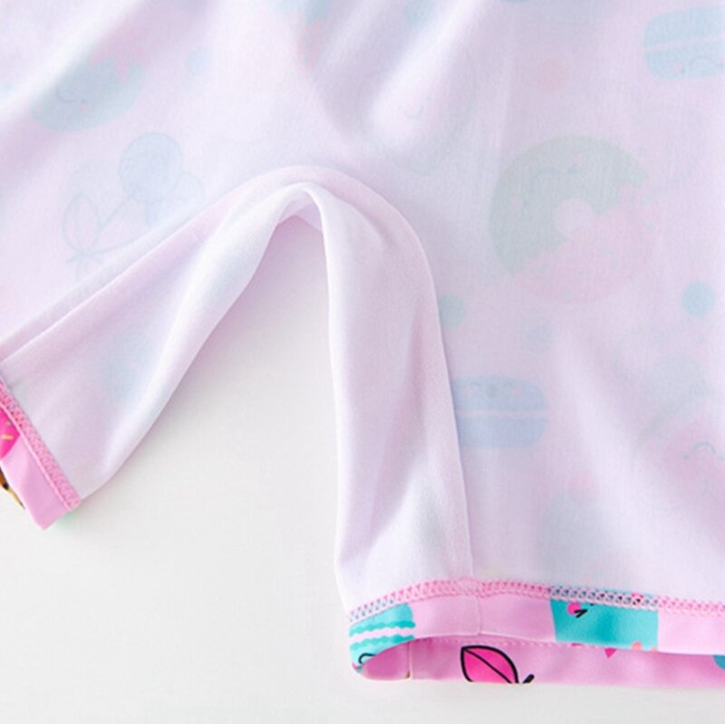 UPF50 Swimwear for Girls Doughnut Print Toddler Baby Swimsuit Long Sleeve Children's Bathing Suit Beach UV Protection Clothes