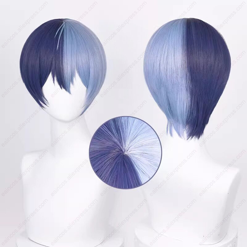 Anime Aoyagi Toya Cosplay Pruik 30Cm Gemengde Kleur Pruiken Hittebestendige Synthetische Hoofdhuid Haar