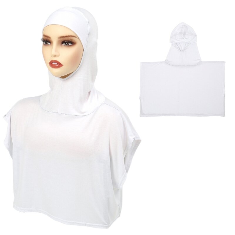 ผู้หญิง Headscarf สีทึบ Cowl Hijab นุ่มยืดหยุ่นสุภาพสตรีผ้าพันคอ Turban Dropship