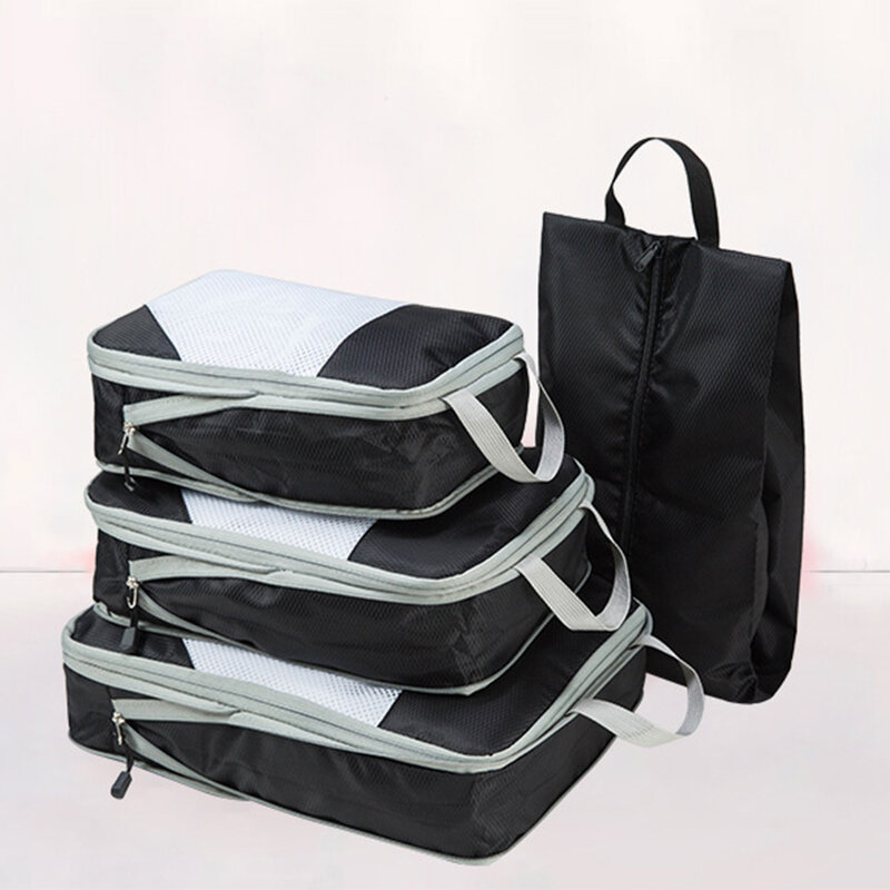 4 buah tetap teratur di Go Travel organizer tas hemat tempat dan beberapa ukuran lebar aplikasi hijau